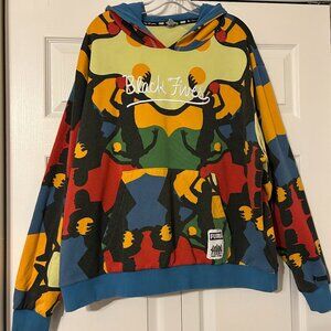 Mens PUMA Black Fives Sz XL Multi-Color Harlem Basketball Hoodie Sweatshirt